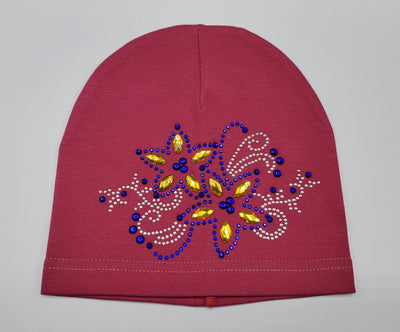 Girls’ Cotton Blend Rhinestone Design Hat - Footsis.com