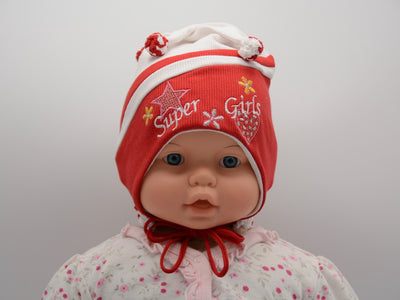 Limited Edition Soft Baby 'Super Girl' Hat Cotton Blend Infant 0-6 Months - Footsis.com