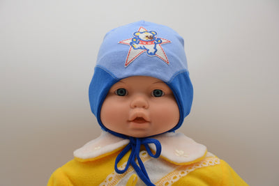 Limited Edition Soft Baby Boy 'Star Bear' Hat Cotton Blend Infant NB-3 Months - Footsis.com