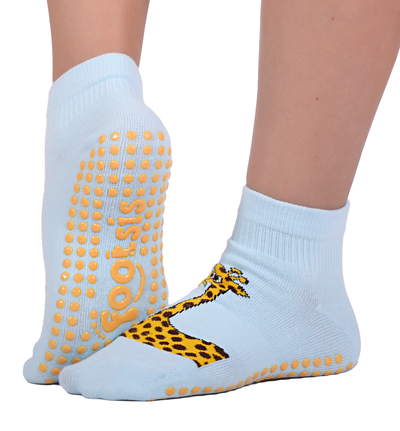 FOOTSIS Non Slip Grip Socks for Yoga, Pilates, Barre, Home, Hospital ,Mommy and Me classes "Giraffe - Footsis.com